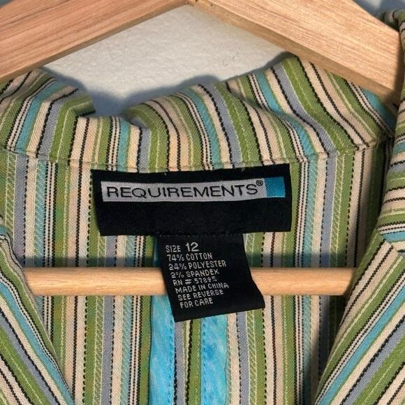 Vintage 90s Women's Size 12 Requirements Blue & Green Striped Eclectic Blazer - Picture 3 of 3